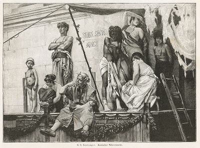 "Невольничий рынок в Древнем Риме". Moderne Kunst..., т. 9, Берлин, 1895 год. 