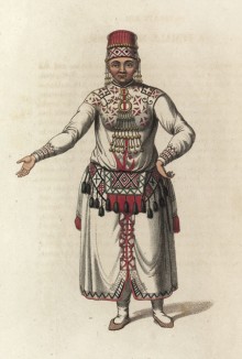 Национальный костюм жительницы Мордовии (лист 13 иллюстраций к известной работе Эдварда Хардинга "Костюм Российской империи", изданной в Лондоне в 1803 году)