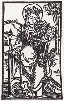 Альбрехт Дюрер. Святая Екатерина (иллюстрация к Базельскому молитвеннику 1494 года)