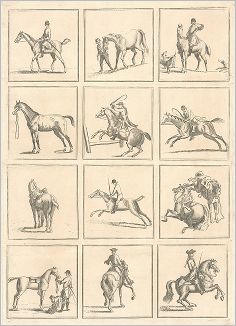 Копия «Искусство верховой езды: прогулка, охота, скачки и выездка. Английская гравюра середины XVIII века»