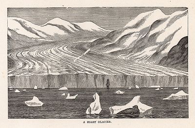 Ледниковое побережье Норвегии. Гравюра из серии  "Half Hours In The Far North", Лондон, 1897 год