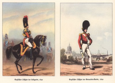 Английские гвардейцы в 1842 году (из популярной в нацистской Германии работы Мартина Лезиуса Das Ehrenkleid des Soldaten... Берлин. 1936 год)