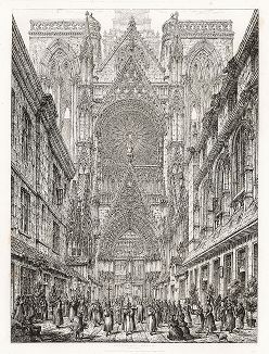 Руанский собор, северный фасад. Лист из Engravings of ancient Cathedrals, Hotels de Ville, and other public buildings of celebrity, in France, Holland, Germany and Italy, Лондон, 1829. 