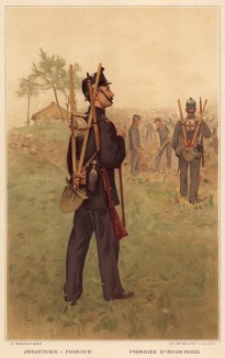 Сапёр пехотного подразделения армии Швейцарии (из альбома хромолитографий L' Armée Suisse... Цюрих. 1894 год)