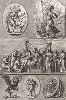 Античные рельефы с изображением Минервы и Геракла.  "Iconologia Deorum,  oder Abbildung der Götter ...", Нюренберг, 1680. 