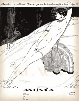 Реклама духов Antinea французского парфюмерного дома Rosine. Эскиз Марио Симона. Les feuillets d'art. Париж, 1920 
