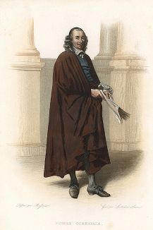 Пьер Корнель (1606-1684) - французский драматург и поэт. Лист из серии Le Plutarque francais..., Париж, 1844-47 гг. 