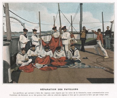 Фехтовальщики на борту французского военного корабля. L'Album militaire. Livraison №9. Marine. La vie à bord. Париж, 1890
