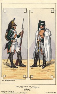 1805 г. Солдат и офицер 26-го драгунского полка французской армии. Коллекция Роберта фон Арнольди. Германия, 1911-28