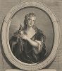 Портрет актрисы Адрианы Лекуврёр (1693-1730) в роли Корнелии из трагедии "Смерть Помпея". Гравюра Пьера-Эмбера Древе  по оригиналу Шарля-Антуана Куапеля, 1730 год. 