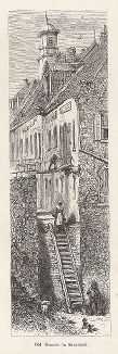 Улочка в старом квартале Саванны, штат Джорджия. Лист из издания "Picturesque America", т.I, Нью-Йорк, 1872.