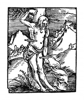 Святой Себастьян, мученик. Ганс Бальдунг Грин. Иллюстрация к Hortulus Animae. Издал Martin Flach. Страсбург, 1512 