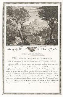 Охотники, приписываемые кисти Аннибале Карраччи. Лист из знаменитого издания Galérie du Palais Royal..., Париж, 1786