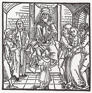 Сусанна избегает смерти благодаря заступничеству Даниила (иллюстрация к книге "Рыцарь Башни", гравированная Дюрером в 1493 году)