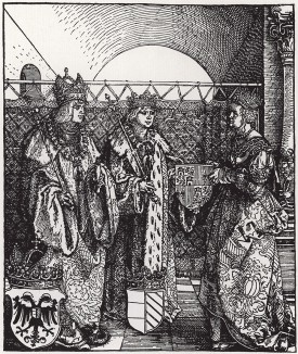 Обручение герцога Бургундии Филиппа I Красивого (1478--1506) и Иоанны Кастильской (Безумной) (1479--1555) ( деталь дюреровской Триумфальной арки императора Максимилиана I)