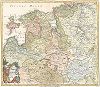 Изображение Герцогств Эстляндского и Лифляндского, купно с течением реки Двины. Atlas Russicus mappa una generali ... Petropolitanae, Санкт-Петербург, 1745.  