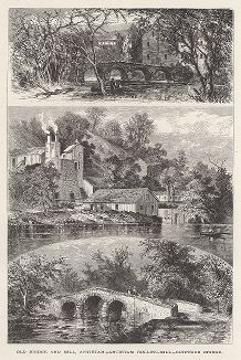 Мельница возле Старого моста, металлургическая фабрика, мост Бернсайд, Харперс-Ферри. Лист из издания "Picturesque America", т.I, Нью-Йорк, 1872.