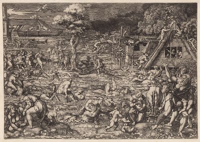 Всемирный потоп работы Дирка Веллерта, 1544 год. Гелиогравюра конца XIX века.