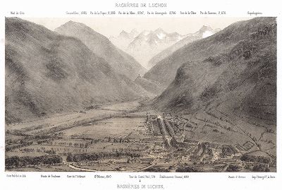 Вид на Баньер-де-Люшон. Лист из серии "Souvenirs des Pyrénées", Париж, 1855. 
