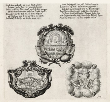 Три сцены из Апокалипсиса (из Biblisches Engel- und Kunstwerk -- шедевра германского барокко. Гравировал неподражаемый Иоганн Ульрих Краусс в Аугсбурге в 1700 году)