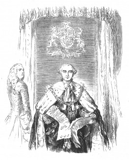 Король Англии Георг III (1738-1820). Илл. Адольфа Менцеля. Geschichte Friedrichs des Grossen von Franz Kugler. Лейпциг, 1842, с.493