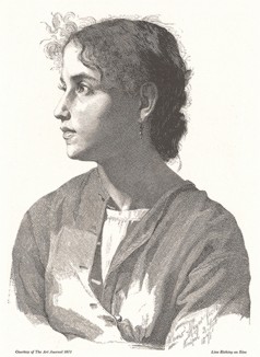Портрет девушки. Репродукция гравюры на стали из The Art Journal за 1871 год. 
