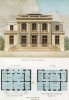 Эскиз загородного дома, украшенного балюстрадой в неоклассическом стиле (из популярного у парижских архитекторов 1880-х Nouvelles maisons de campagne...)