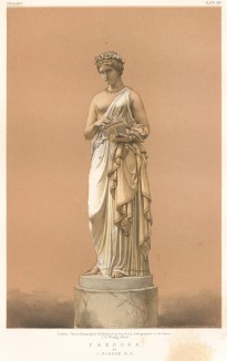 Пандора со своим ящичком, скульптура Джеймса Гибсона (Каталог Всемирной выставки в Лондоне. 1862 год. Том 3. Лист 210)