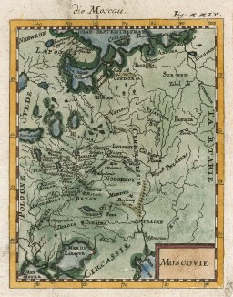 Карта Московии. Die Moscau. Moscovie. Лист XXIV из немецкого издания Description de l'univers  Алена Малле. Франкфурт-на- Майне, 1684
