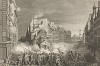 Расстрел в парижском предместье Сент-Антуан. 28 апреля 1789 г. рабочие забрасывают камнями войска, прибывшие остановить разграбление бумажной фабрики Ревейон. Мятеж жестоко подавлен. Париж, 1804