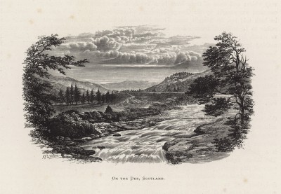 Ди - река в Абердиншире, Шотландия (иллюстрация к работе "Пресноводные рыбы Британии", изданной в Лондоне в 1879 году)
