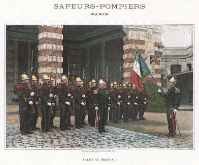 Равнение на знамя. L'Album militaire. Livraison №10. Sapeurs-Pompiers. Париж, 1890