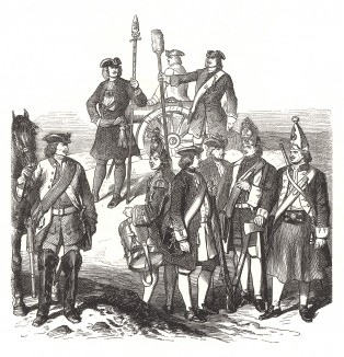 Униформа прусской армии эпохи короля Фридриха I. Preussens Heer, стр.31. Берлин, 1876
