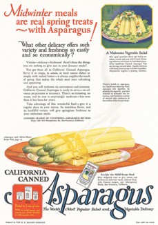 Консервированная спаржа. Американская реклама 1920-х годов. 