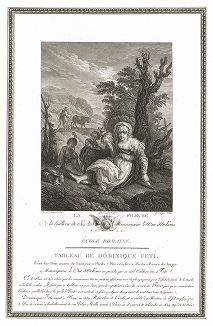 Пряха кисти Доменико Фетти. Лист из знаменитого издания Galérie du Palais Royal..., Париж, 1786