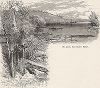 Река Джеймс-ривер, вид с моста Мейо в Ричмонде, штат Вирджиния. Лист из издания "Picturesque America", т.I, Нью-Йорк, 1872.