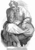 Ксилография или гравюра на дереве, скопированная с работы великого Микеланджело, на которой изображён пророк Иеремия, находящейся в Сикстинской капелле в Риме (The Illustrated London News №113 от 29/06/1844 г.)