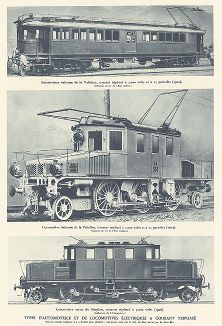 Итальянские автомотриса и электровоз, а также швейцарский электровоз начала XX века. Les chemins de fer, Париж, 1935