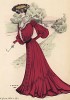 Соломенная шляпа, платье ализаринового цвета -- по моде модерна для "garden party" (Les grandes modes de Paris за 1903 год. Август)