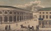 Вид Гостиного двора на Ильинке. Гравюра на меди пунктиром, исполненая в 1820-е гг.