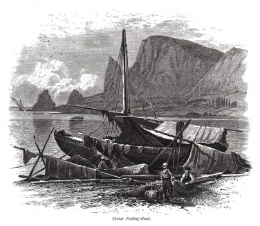 Татарские рыбачьи лодки в Крыму. Из Picturesque Europe. Лондон, 1875