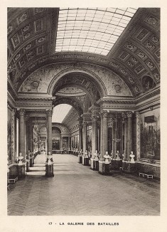 Интерьер Военной галереи Версальского дворца. Фототипия из альбома Le Chateau de Versailles et les Trianons. Париж, 1900-е гг.