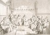 16 апреля 1509 г. Первый герольд короля Франции Людовика XII объявляет Венеции войну, бросив перчатку под ноги дожу Леонардо Лоредано (1436-1521). Storia Veneta, л.96. Венеция, 1864