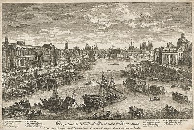 Вид Парижа с моста Пон-Руж работы Адама Переля, 1685 г. 