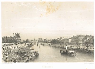 Вид на Сену с моста Конкорд (из работы Paris dans sa splendeur, изданной в Париже в 1860-е годы)