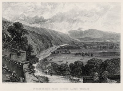 Вид на Инглборо с террасы замка Хорнби (лист из альбома "Галерея Тёрнера", изданного в Нью-Йорке в 1875 году)