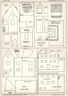 Шаблоны и детали различных типов вафельных домиков