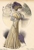 Осеннее платье из плотного хлопка с отстроченными складками и кружевными рукавами от Francis (Les grandes modes de Paris за 1907 год).