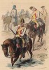 Прусские конные гренадеры переходят реку вброд (иллюстрация Адольфа Менцеля к известной работе Эдуарда Ланге "Солдаты Фридриха Великого", изданной в Лейпциге в 1853 году)