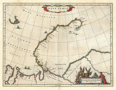 Новая Земля. Nova Zemla. Карта из Atlas Maior Яна Блау, 1664 год